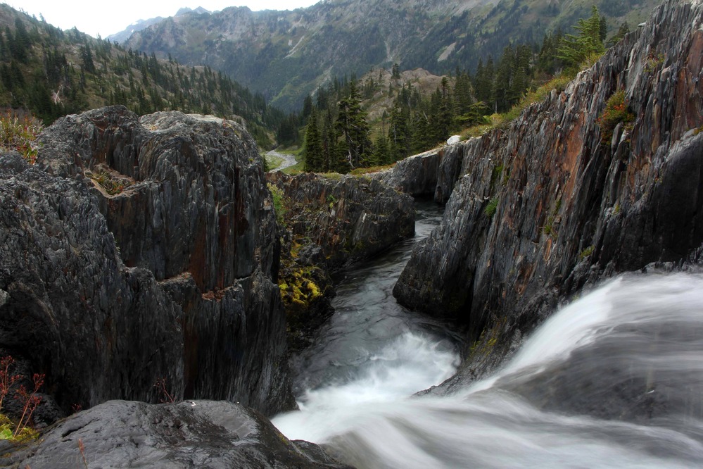 Mountain river and cliffs in Olympic National Park
